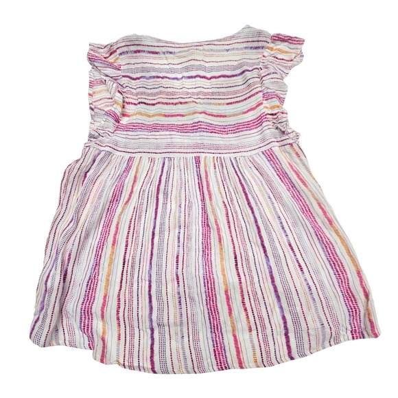 Savanna Jane Top Size M Embroidered Striped Ruffle Sleeve Rayon Boho Blouse - Picture 3 of 7